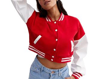Premium Genuine Leather Cropped Jacket for Women Boxy Fit Trendy Streetwear Fashion Coat Baseball Varsity Jacket Women - Product Image 4