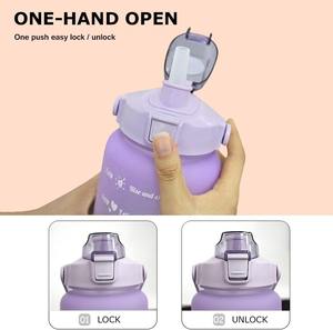 Botella de agua motivacional con marcador de tiempo, sin BPA, a prueba de fugas, jarra de agua grande con asa para gimnasio, fitness y deportes al aire libre - Product Image 6