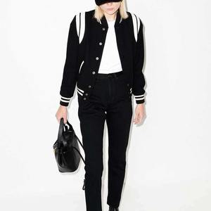 Veste universitaire recadrée pour femmes de qualité supérieure avec manches longues meilleures vestes de baseball pour dames vestes pour femmes veste en jean - Product Image 1