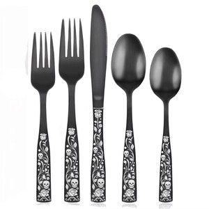 Juego de 5 cubiertos de acero inoxidable, encimera de cocina ideal para uso doméstico y hotelero, cubiertos con acabado chapado multicolor, mango de diseño - Product Image 4