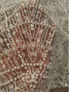 Nuevas telas de tul nupcial de lujo con encaje de lentejuelas con cuentas y perlas para vestidos de novia de estilo europeo vestidos de dama elegantes - Product Image 1