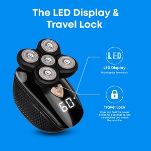 Afeitadora Eléctrica 5 en 1 para Hombre, Impermeable, con Pantalla LED, Afeitadora en Seco/Húmedo con Cinco Cuchillas Lavables, Certificación IPX7 - Product Image 3