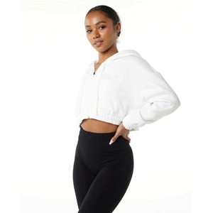 Vente en gros sur mesure Hot manches courtes dame femmes haut fermeture éclair sweats à capuche sweats à capuche respirants tendance - Product Image 3
