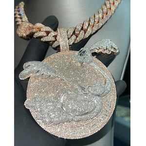 Colgante de estilo Hip Hop de corte redondo, colgante de diamante de moissanita helado, regalo de boda para hombres, Plata de Ley 925 - Product Image 3