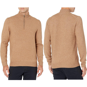Pull d'hiver 100% coton à fermeture éclair pour hommes, tricots respirants à col montant, approvisionnement ODM personnalisé - Product Image 6