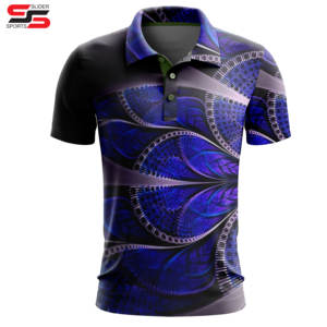 ODM lujo logotipo personalizado de alta calidad poliéster Spandex seco Slim Fit Allover estampado transpirable liso Golf polos para hombres - Product Image 5