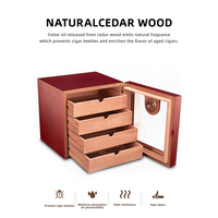Nouvelle conception JH, boîte à cigares en bois de cèdre à 3 couches avec finition laquée miroir, grande capacité, humidificateur pour cigarettes, armoire de rangement