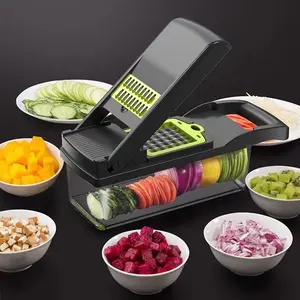 2023 Venta caliente cocina Multi 12 en 1 Manual mandolina cortador de frutas y verduras cebolla Dicer Veggie Slicer vegetal Chopper