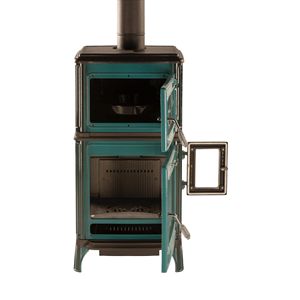 เตาเหล็กเคลือบสีโดเรลโล บูร์ซา รุ่น MF 247 พร้อมปล่องไฟสำหรับเชื้อเพลิงแบบเม็ดและฟืน - Product Image 1