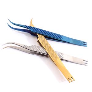 Pinzas de extensión de pestañas con aislamiento de Punta puntiaguda de agarre de diamante de acero inoxidable con logotipo y color personalizado - Product Image 2