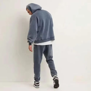 Mode élégant pull à capuche 100% coton lavage à l'acide prix de gros surdimensionné blanc goutte épaule haute qualité unisexe sweats à capuche - Product Image 4