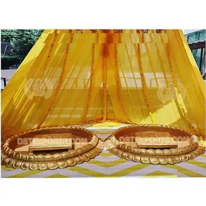 Bride Groom Haldi Ceremony Fiber Urlis Round Fiber Urlis For Wedding Haldi Ceremony Lotus Style FRP Urli For Haldi Ceremony