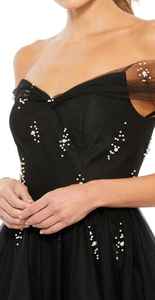 Chandni Export's Hot Sexy hombro adornado con lentejuelas tul A-Line vestido de cóctel para mujeres maduras bordado perlas para la noche - Product Image 3