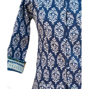 Veste matelassée coton imprimé fleuri long manteau femme coton imprimé inde veste femme matelassée - Product Image 2