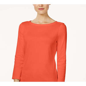 Maglia da Donna Charter Club Taglia Petite XL in Cotone Pima Rosso con Bottoni sulle Spalle, Motivo a Quadri, Tessuto Traspirante Lavorato a Maglia, Stile Semplice e alla Moda - Product Image 3