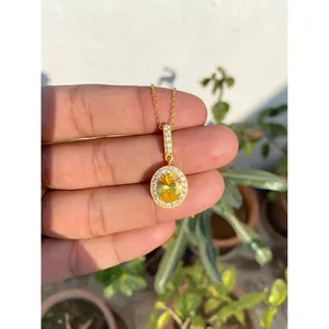 Oval Sapphire <b>Necklace</b> 925 Silver 14K Gold Platinum Bezel Set Freshwater Diamond <b>Ruby</b> Moissanite Floral Pattern Design - Product Image 1