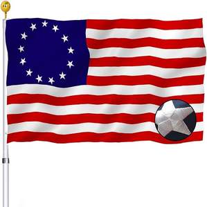 Bandera de Betsy Ross de 5x8 pies, bordada, con 13 estrellas, de poliéster impermeable, bandera estadounidense para el 250 aniversario, resistente para exteriores. - Product Image 1