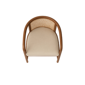 Chaise de salle à manger en teck massif minimaliste moderne avec cadre incurvé et coussin d'assise pour appartement, café, restaurant, hôtel - Product Image 6