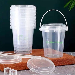 Cubeta de Plástico Transparente <span class=keywords><strong>Grande</strong></span> y Popular para Frutas con Asa y Tapas para Ensalada de Frutas, Disponible en Varios Tamaños - Product Image 3