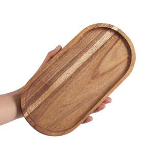 Vente en gros de décoration intérieure de qualité alimentaire Plateau de service en bois d'acacia de forme ovale vintage pour les aliments de l'exportateur indien à bas prix - Product Image 1