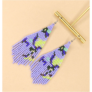 Pendientes de Cuentas Hechos a Mano, Estilo Bohemio Étnico, Bordados con Flores, Pendientes Colgantes con Cuentas, Joyería para Fiestas - Product Image 6