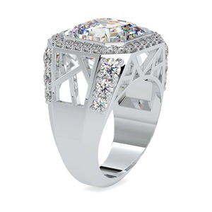 <b>Solid</b> 925 Sterling <b>Silver</b> VVS Moissanite Diamond Engagement & Wedding Ring with 18K Gold Pearl for Both Ceremonies - Product Image 5