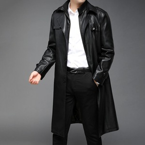 Winter High Quality Genuine <b>Leather</b> Men's Slim Fit Waterproof <b>Trench</b> <b>Coat</b> Warm Outerwear with Customizable Size - Product Image 2