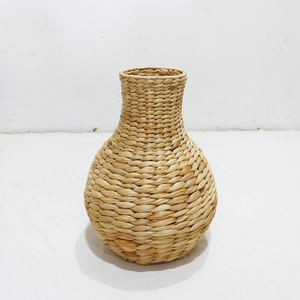 Artex Dong Thap Hand Woven Water <b>Hyacinth</b> Round Short Neck Decorative Table <b>Vase</b> - Product Image 1