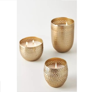 Antique Finish Decorative Candle Stand for Lighting and Home Decoration Metal Candle Holder <b>Set</b> Stylish Candle Jar Holder - Product Image 2