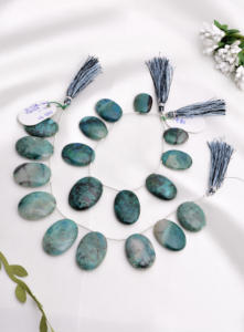 Perles ovales lisses en chrysocola naturel de 389,90 carats, 8 pouces, pour la fabrication de bijoux fins, pierres précieuses - Product Image 4