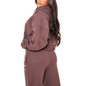 Sudadera con capucha de algodón con dobladillo y cordón para mujer con logotipo personalizado - Product Image 3