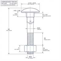 Vis de charrette DIN 603 à tête ronde et col carré, zinguées, grade 4.8, pour bois, métriques M6-M20, directement de l'usine
