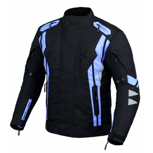 Vestes de moto en textile blindé CE imperméable Cordura pour hommes Veste de moto noire et haute visibilité coupe-vent aventureuse pour hommes - Product Image 4