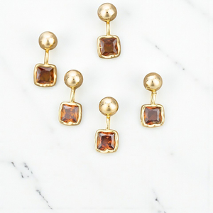 Abalorio de piedras preciosas de cuarzo morganita cuadrada de plata 925 con bola-Encantos de moda únicos - Product Image 1