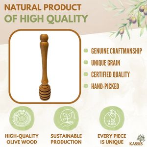 Cuchara para miel hecha a mano de madera de olivo con 3 cabezales de repuesto, 14.5 cm, utensilio de cocina, venta al por mayor desde Belén - Product Image 2