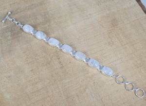 Bracelet en argent sterling avec pierre de lune arc-en-ciel, réglable, fait à la main, bijoux en pierres précieuses, bracelet en argent avec pierre naturelle, cadeau - Product Image 3