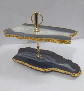 Venta caliente soporte para pasteles de un solo nivel ágata boda postre fruta merienda Cupcake pastel soporte para fiesta plato para servir - Product Image 5