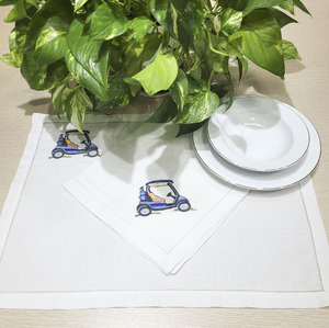 Chariot Goft brodé moderne personnalisé Set de table et serviette en coton blanc Tapis à surpiqûres lavables pour la maison Hôtel Événements - Product Image 6
