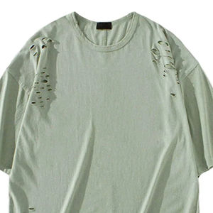 Camisetas Casuales Personalizadas para Hombre, Tallas Grandes, Lisas, con Efecto Desgastado, con Letras en Relieve 3D, 100% Algodón Reciclado, 220g - Product Image 6