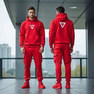 Derniers ensembles de survêtements de jogging lourds décontractés pour hommes/ensemble pantalon droit et pull à capuche/pantalon cargo ample à jambes larges - Product Image 4