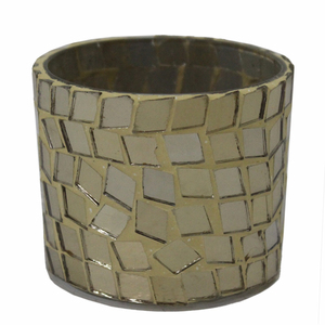 Nouvelle qualité ensemble de 2 porte-votifs rond en verre nouveau Design brun miroir mosaïque bocal à bougie pour la décoration de chambre à coucher à la main - Product Image 6