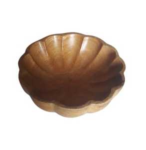 Grand bol de cuisine en bois d'acacia de luxe forme de fleur unique soupe dîner nourriture légumes fruits salade servant élégant plateau de rangement - Product Image 5