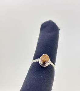Anillo de Plata de Ley 925 con Gema de Ojo de Tigre Natural en Forma Ovalada, Corte Cabujón, Engaste de Bisel, Clásico, para Boda o Piedra de Nacimiento - Product Image 4