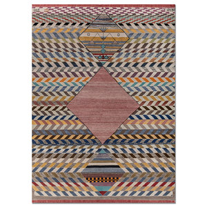 Alfombra Freedom Manchaha de Lana y Seda de Bambú con Patrón Geométrico Azul, Anudada a Mano, para Decoración de Sala de Estar - Les-8085 - Product Image 1