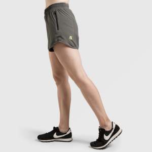 Yager Summer Formal Hot Shorts Breathable Cotton and Polyester Mid Waist Logo and Pattern Print Washed Fitness Shorts (Grey) - Product Image 3