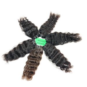 Machine à cheveux noirs indiens alignés sur les cuticules brutes double trame faisceaux ondulés naturels temple Extensions de cheveux humains birmans - Product Image 1