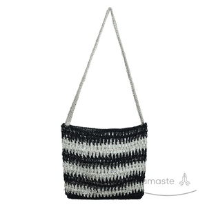 Borsa Tote fatta a mano in juta aperta nera e Beige eco-friendly mercato spiaggia uso fodera in poliestere stile bohémien all'ingrosso Canada europa - Product Image 4