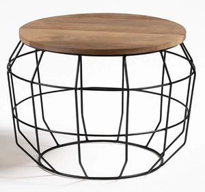 Table tendance pour la maison hôtel salon Table de couleur noire et marron Tables centrales de meubles de forme ronde en bois et en métal modernes - Product Image 2