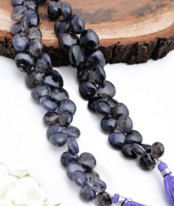 อิโอไลต์ทรงลูกแพร์เจียระไน 9 นิ้ว ธรรมชาติ สำหรับทำเครื่องประดับอัญมณี สร้อยคอ - Product Image 1