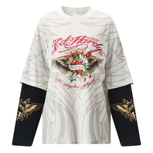 Streetwear personnalisé 100% coton double couche T-shirt à manches longues pour hommes imprimé T-shirt coupe ample à vendre - Product Image 1